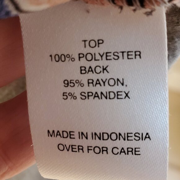 Fortune + Ivy Floral Mixed Material Top Blue with flowers and grey back Size Med - Picture 5 of 6